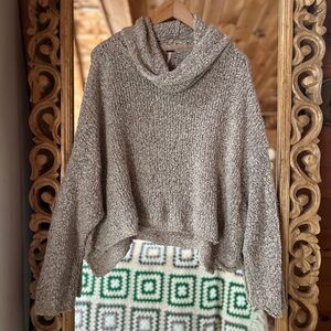 Free People Cozy Heathered Gray Cowl Neck Sweater
